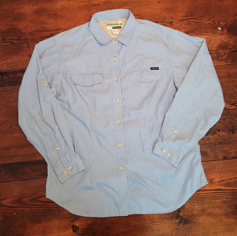 Exofficio Buzz Off Insect Shield Long Sleeve Hiking Camp Shirt Women's Large